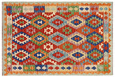 handmade Geometric Kilim Rust Blue Hand-Woven RECTANGLE 100% WOOL area rug 5 x 7