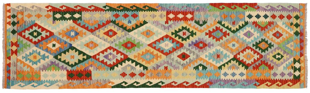 Flat Weave Kilim Antique Navaho Vintage handmade Geometric Kilim Rust Blue Hand-Woven Runner 100% Wool Area Rug 3x10