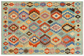 handmade Geometric Kilim Blue Rust Hand-Woven RECTANGLE 100% WOOL area rug 5x6