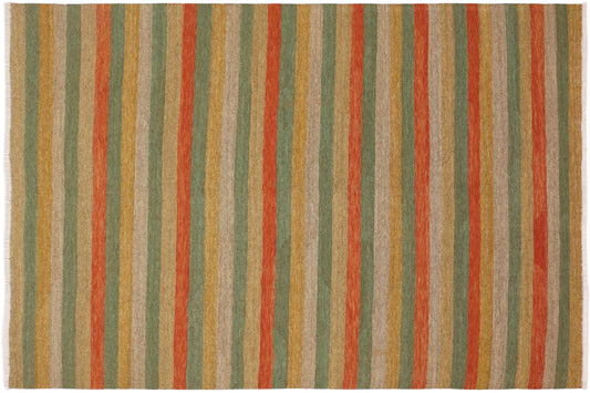 handmade Modern Kilim Rust Gold Hand-Woven RECTANGLE 100% WOOL area rug 8x10