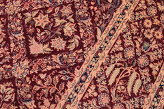 Antique Ingrid Maroon/Blue Wool Rug - 9'1'' x 12'3''