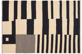 handmade Modern Kilim Beige Black Hand-Woven RECTANGLE 100% WOOL area rug 8' x 10'