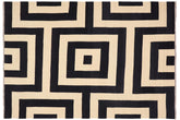 handmade Modern Kilim Beige Black Hand-Woven RECTANGLE 100% WOOL area rug 8' x 10'