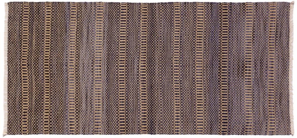 Flat Weave Kilim Antique Navaho Vintage handmade Modern Kilim Blue Beige Hand-Woven Runner 100% Wool Area Rug 3x7