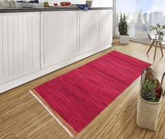 handmade Modern Kilim Pink Gray Hand-Woven RUNNER 100% WOOL area rug 4' x 7'