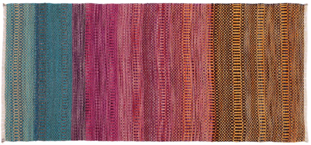 Flat Weave Kilim Antique Navaho Vintage handmade Modern Kilim Blue Gray Hand-Woven Runner 100% Wool Area Rug 3x7