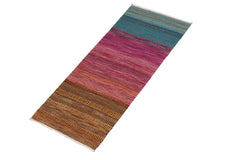 Flat Weave Kilim Antique Navaho Vintage handmade Modern Kilim Blue Gray Hand-Woven Runner 100% Wool Area Rug 3x7