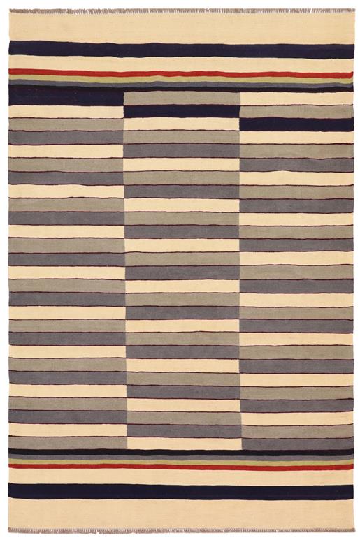 Flat Weave Kilim Antique Navaho Vintage handmade Modern Kilim Gray Beige Hand-Woven Rectangle 100% Wool Area Rug 6x8