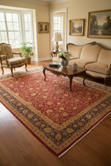 handmade Transitional Agra Red Blue Hand Knotted RECTANGLE 100% WOOL area rug 9x12