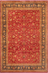 Traditional Agra Iva Red Blue Hand Knotted Area rugs 9 x 12