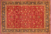 handmade Transitional Agra Red Blue Hand Knotted RECTANGLE 100% WOOL area rug 9 x 12