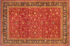 handmade Transitional Agra Red Blue Hand Knotted RECTANGLE 100% WOOL area rug 9x12