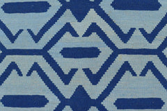 Flat Weave Kilim Antique Navaho Vintage handmade Modern Kilim Blue Blue Hand-Woven Rectangle 100% Wool Area Rug 4x6