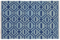 handmade Modern Kilim Blue Blue Hand-Woven RECTANGLE 100% WOOL area rug 4' x 6'