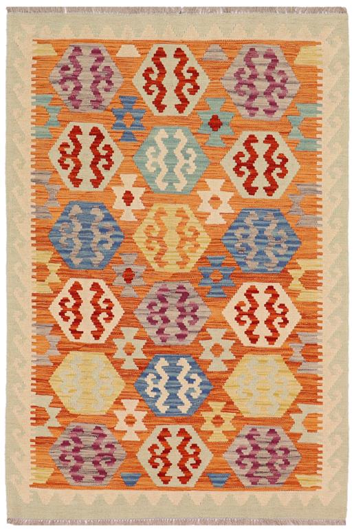 Flat Weave Kilim Antique Navaho Vintage handmade Geometric Kilim Rust Beige Hand-Woven Rectangle 100% Wool Area Rug 3x5