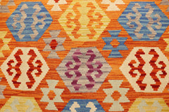 handmade Geometric Kilim Rust Beige Hand-Woven RECTANGLE 100% WOOL area rug 3 x 5