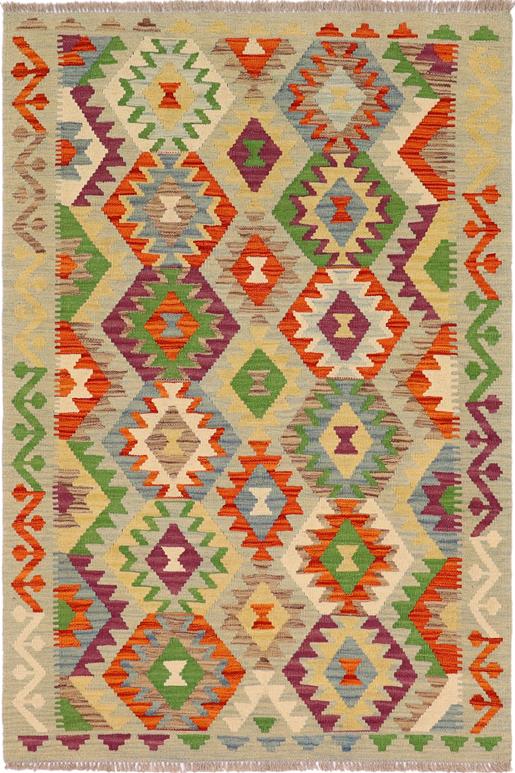 Flat Weave Kilim Antique Navaho Vintage handmade Geometric Kilim Blue Rust Hand-Woven Rectangle 100% Wool Area Rug 4x5