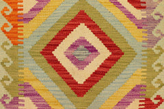 Flat Weave Kilim Antique Navaho Vintage handmade Geometric Kilim Blue Red Hand-Woven Rectangle 100% Wool Area Rug 2x3