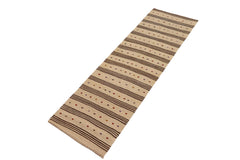 handmade Modern Kilim Brown Red Hand-Woven RUNNER 100% WOOL area rug 3' x 11'