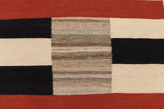 Flat Weave Kilim Antique Navaho Vintage handmade Modern Kilim Rust Blue Hand-Woven Rectangle 100% Wool Area Rug 3x6