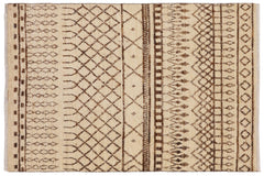handmade Geometric Moroccan Beige Brown Hand Knotted RECTANGLE 100% WOOL area rug 5' x 8'