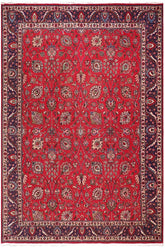 handmade Traditional Tabriz Red Blue Hand Knotted RECTANGLE 100% Wool Pile area rug 10x12