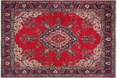handmade Vintage Tabriz Red Blue Hand Knotted RECTANGLE 100% WOOL area rug 10' x 13'