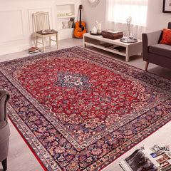 handmade Traditional Kashan Red Blue Hand Knotted RECTANGLE 100% WOOL area rug 9 x 14