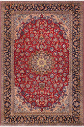 handmade Traditional Kashan Red Blue Hand Knotted RECTANGLE 100% Wool Pile area rug 10x13