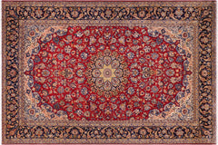 handmade Traditional Kashan Red Blue Hand Knotted RECTANGLE 100% WOOL area rug 10 x 13