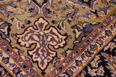 handmade Traditional Kashan Blue Beige Hand Knotted RECTANGLE 100% WOOL area rug 10 x 13