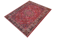 handmade Vintage Tabriz Red Blue Hand Knotted RECTANGLE 100% WOOL area rug 9' x 12'