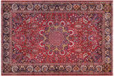 handmade Vintage Tabriz Red Blue Hand Knotted RECTANGLE 100% WOOL area rug 9' x 12'