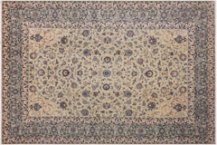 handmade Traditional Nahin Green Blue Hand Knotted RECTANGLE 100% WOOL area rug 10 x 14