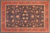 handmade Transitional Kashan Blue Red Hand Knotted RECTANGLE 100% WOOL area rug 9x12