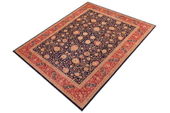 handmade Transitional Kashan Blue Red Hand Knotted RECTANGLE 100% WOOL area rug 9x12