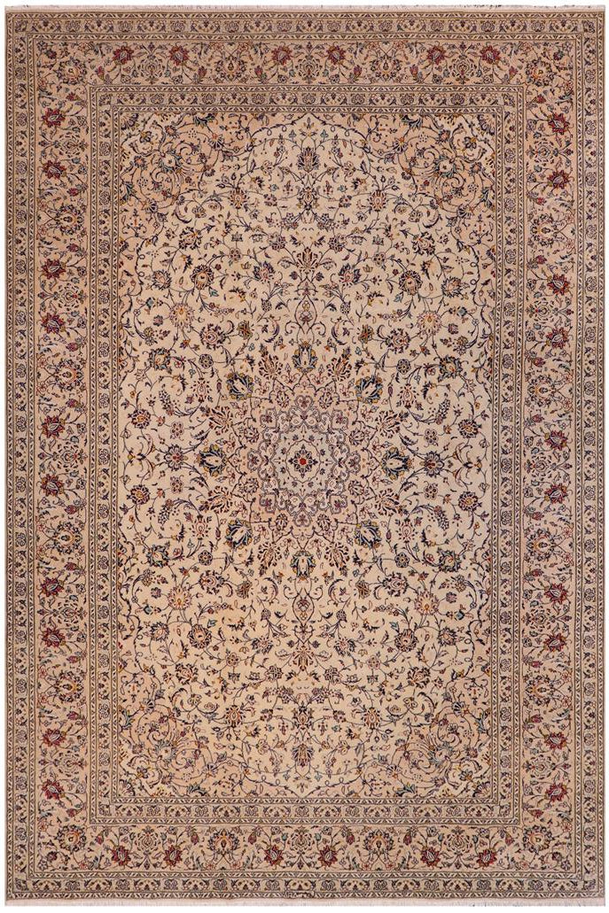 handmade Traditional Nahin Beige Tan Hand Knotted RECTANGLE 100% Wool Pile area rug 10x13