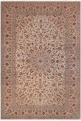 handmade Traditional Nahin Beige Tan Hand Knotted RECTANGLE 100% Wool Pile area rug 10x13