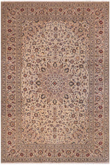 handmade Traditional Nahin Beige Tan Hand Knotted RECTANGLE 100% Wool Pile area rug 10x13