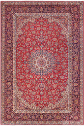 handmade Traditional Kashan Red Blue Hand Knotted RECTANGLE 100% Wool Pile area rug 10x14