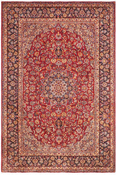 handmade Traditional Kashan Red Blue Hand Knotted RECTANGLE 100% Wool Pile area rug 10x12