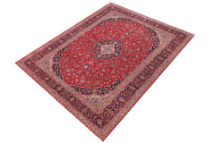 handmade Traditional Kashan Red Blue Hand Knotted RECTANGLE 100% WOOL area rug 10 x 13
