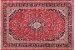 handmade Traditional Kashan Red Blue Hand Knotted RECTANGLE 100% WOOL area rug 10 x 13