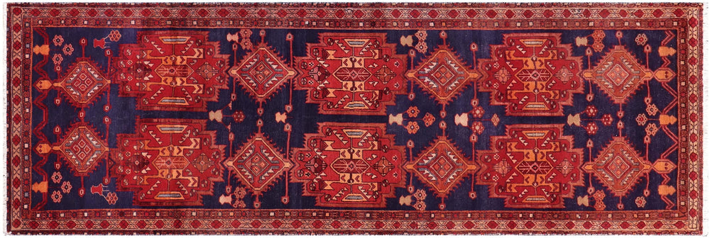 handmade Traditional Kashan Blue Red Hand Knotted RUNNER 100% WOOL area rug 4 x 10