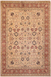 Traditional Tabriz Goldie Beige Red Hand Knotted Area rugs 9 x 12