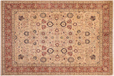 handmade Transitional Tabriz Beige Red Hand Knotted RECTANGLE 100% WOOL area rug 9x12