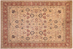 handmade Transitional Tabriz Beige Red Hand Knotted RECTANGLE 100% WOOL area rug 9x12