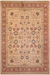 Traditional Tabriz Goldie Beige Red Hand Knotted Area rugs 9 x 12