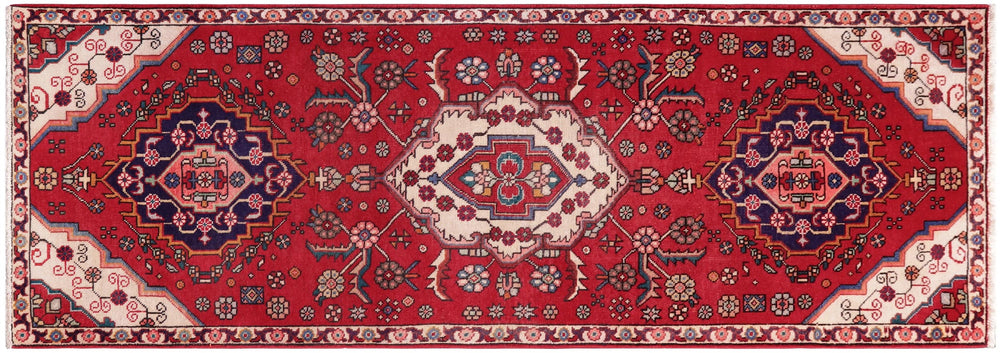 handmade Traditional Tabriz Red Beige Hand Knotted RUNNER 100% WOOL area rug 3 x 8
