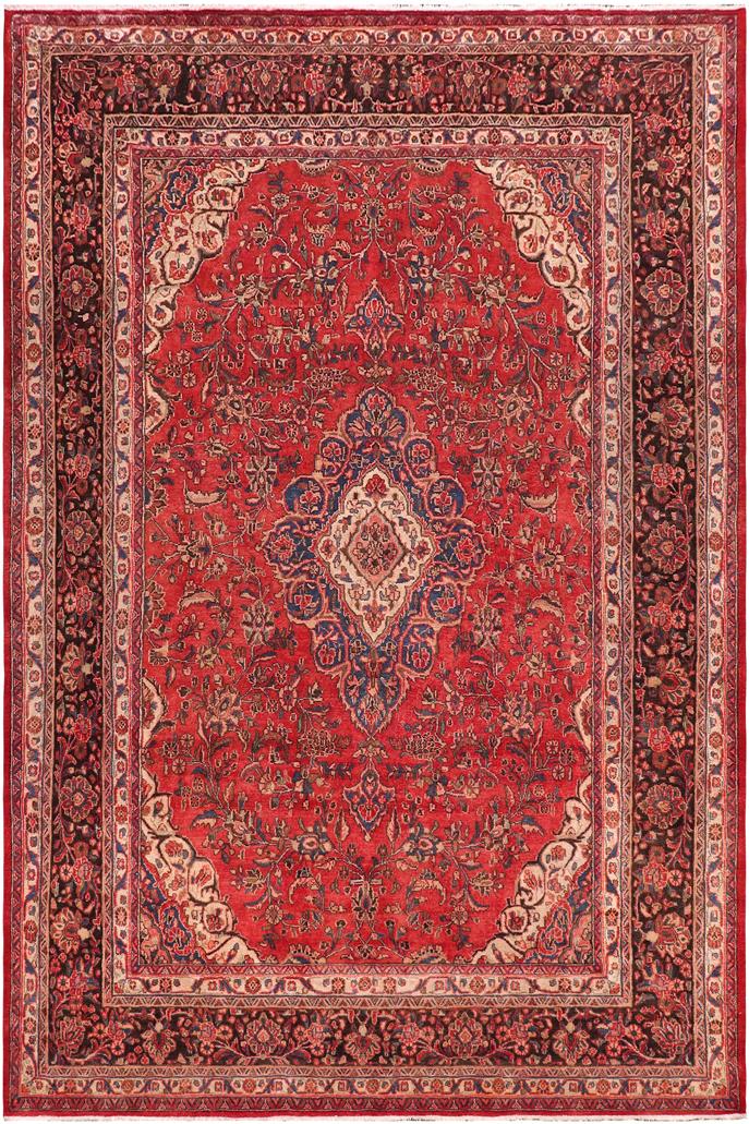 Traditional handmade Persian vintage distressed Red Brown Hand Knotted RECTANGLE 100% WOOL area rug 9 x 12